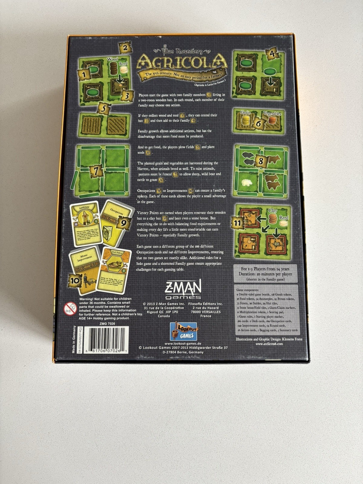 Z-Man Games Agricola The 17th Century Farming Strategy Board Game Open Box