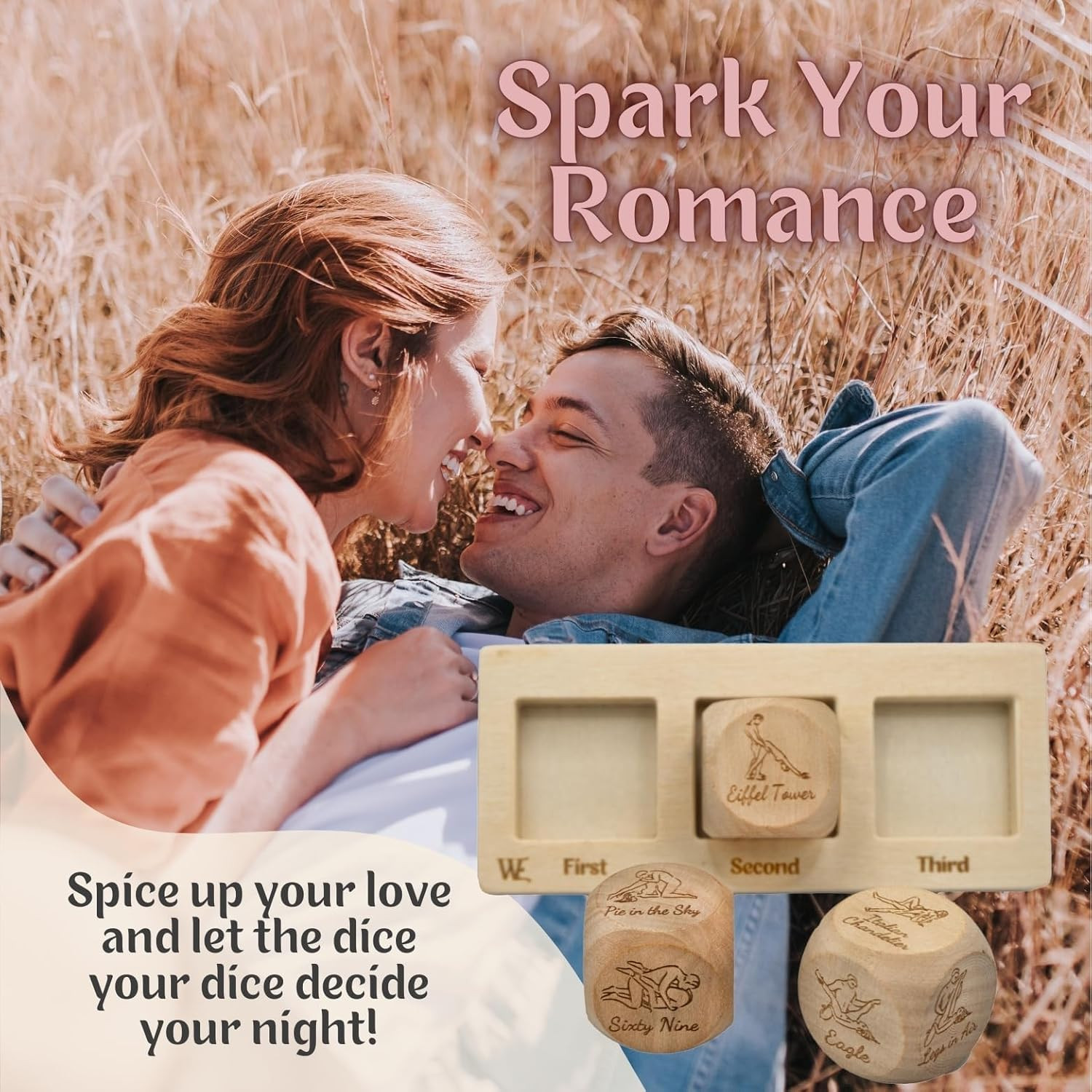 Date Night Dice Sex Game Love Set – 6 Sex Positions Dice, Decision Coin, Board &