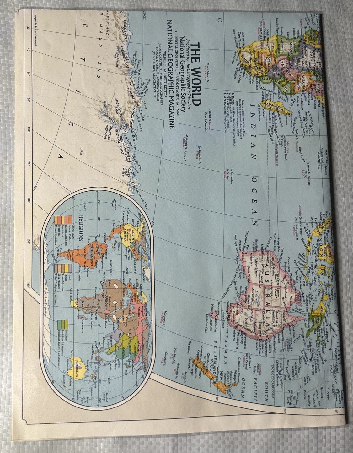 National Geographic Global Pursuit Wall Map 1987 Replacement