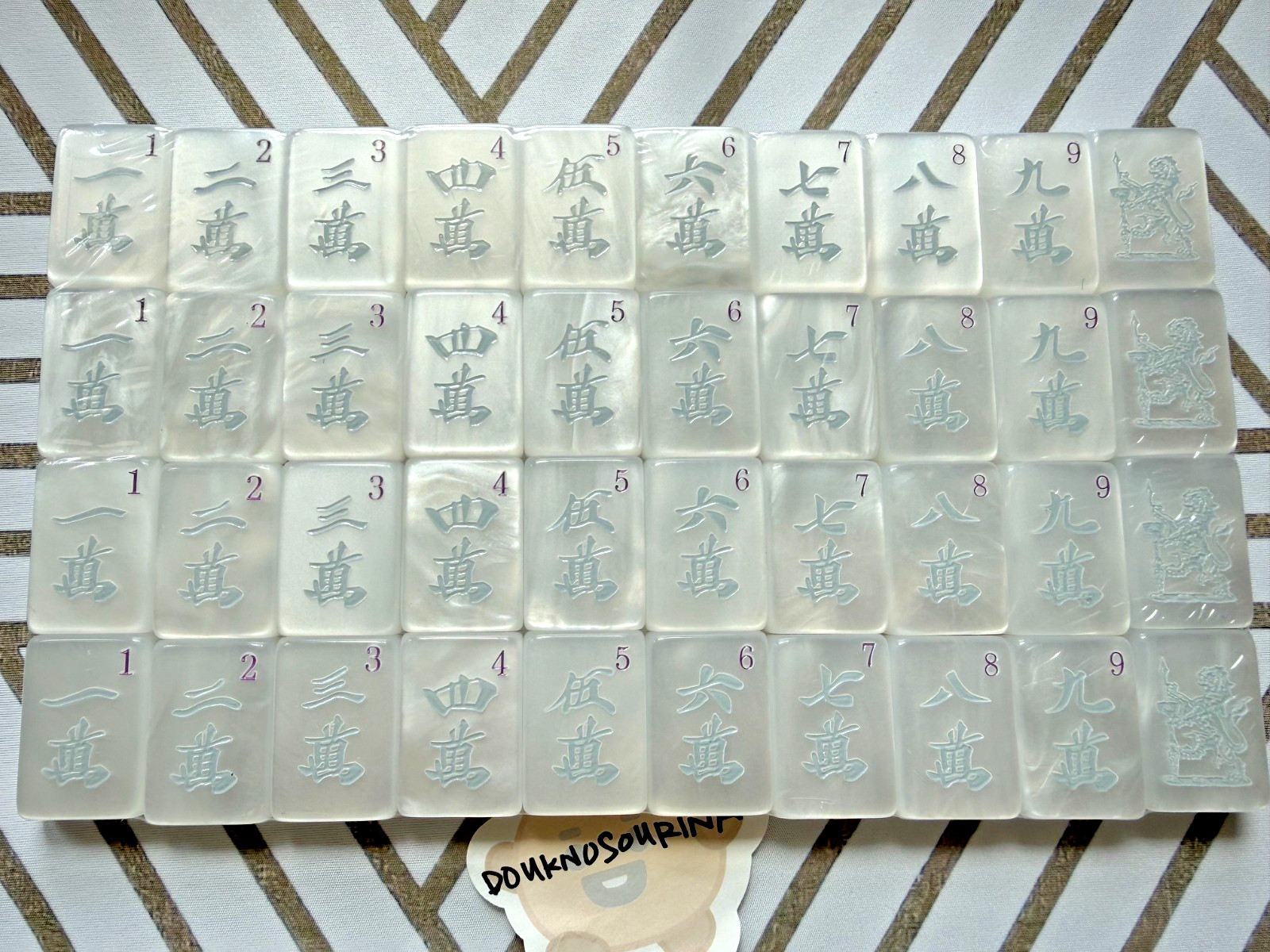 Mahjong Tiles Set – 160 Acrylic American Mah Jong Game – Pearl White Shell