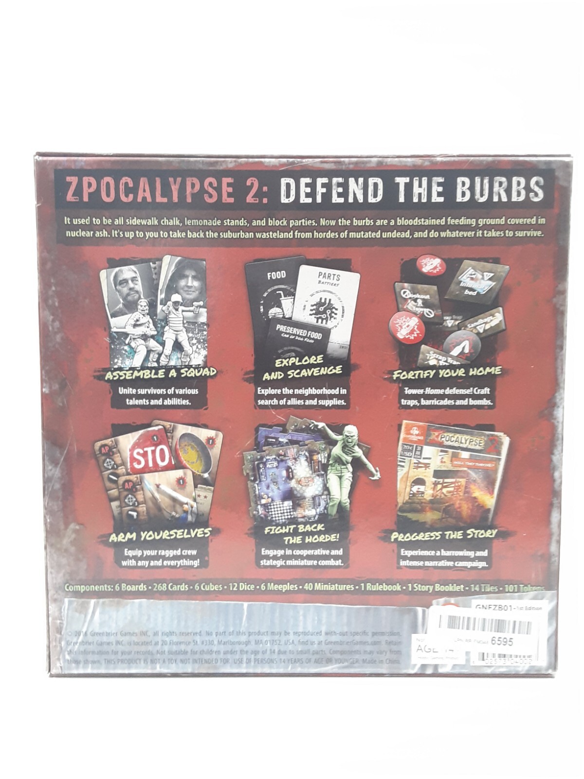 GreenBrier Games Zpocalypse 2: Defend The Burbs Board Game – Accessories Sealed