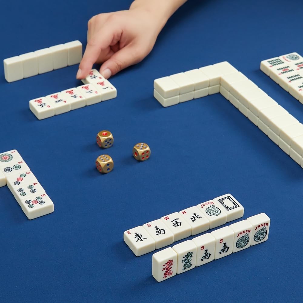 Compact Standard Sized 1.2” Mahjong Tiles – 166 Engraved and Durable Ivory Tiles