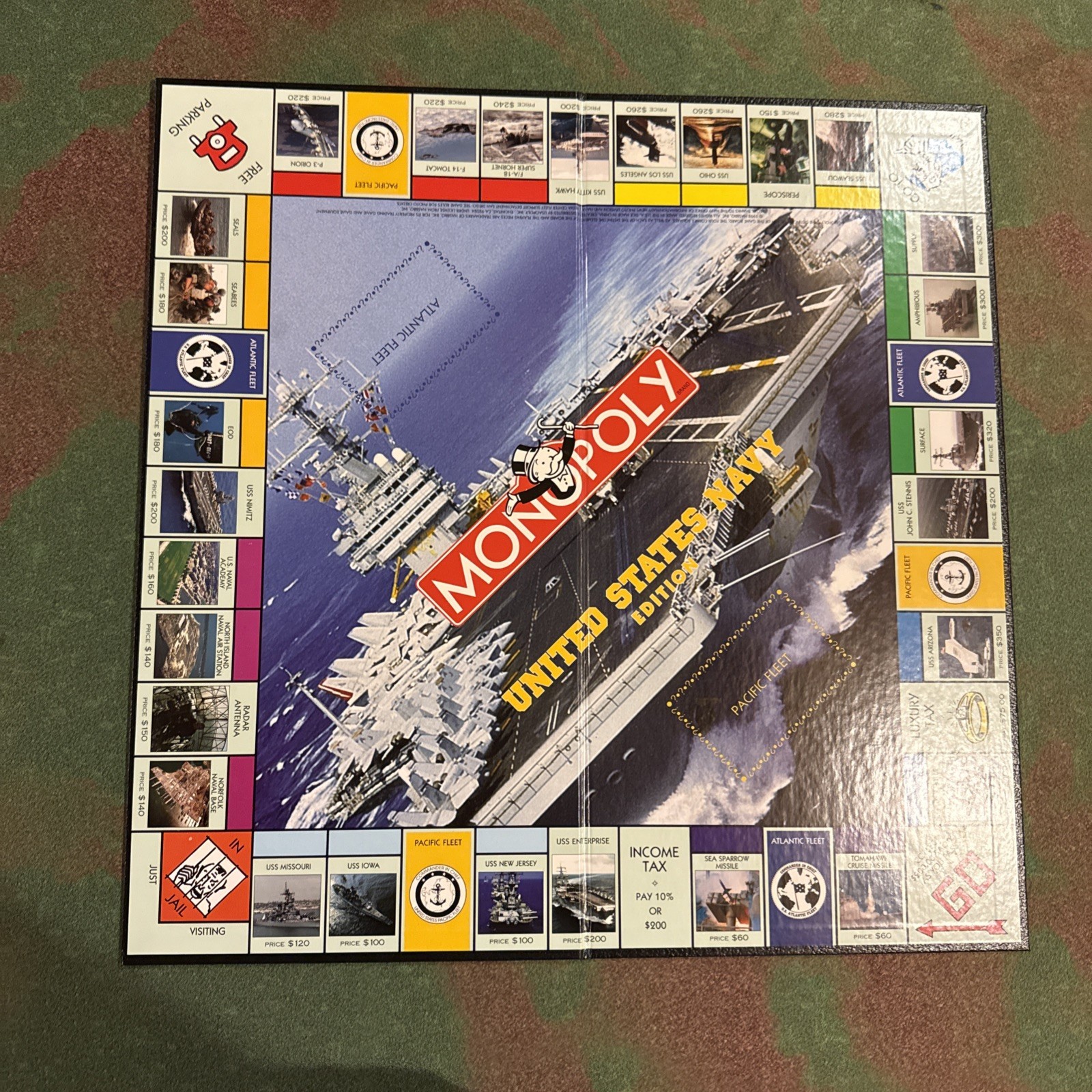 MONOPOLY United States Navy Edition Board Game Parker Bros NEW 1998 Pewter Token