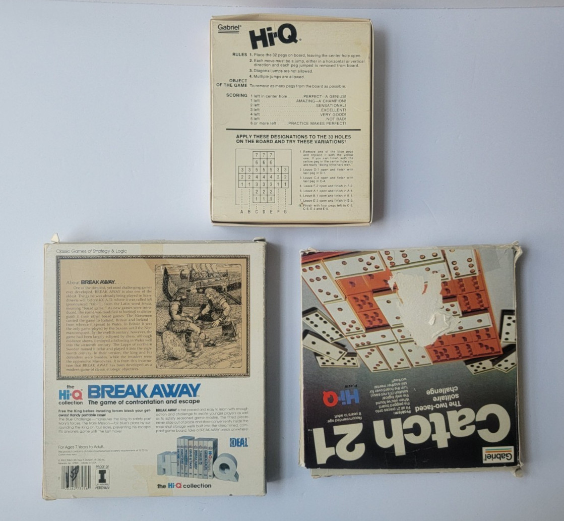 Lot of Vintage Board Games – Qubic, Catch 21, Hi Q, Press Ups, Break Away + 1