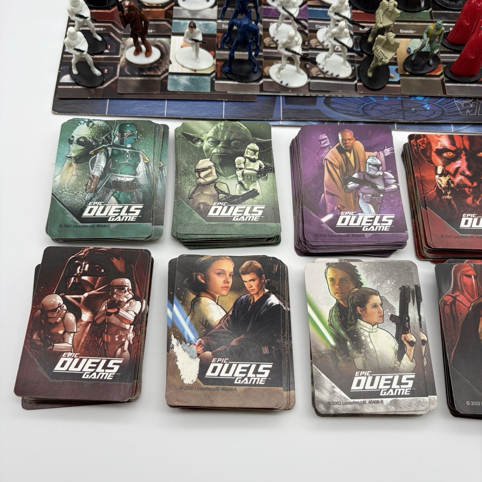 Star Wars Epic Duels Board Game 2002 w/ Figures 370/372 Cards Read