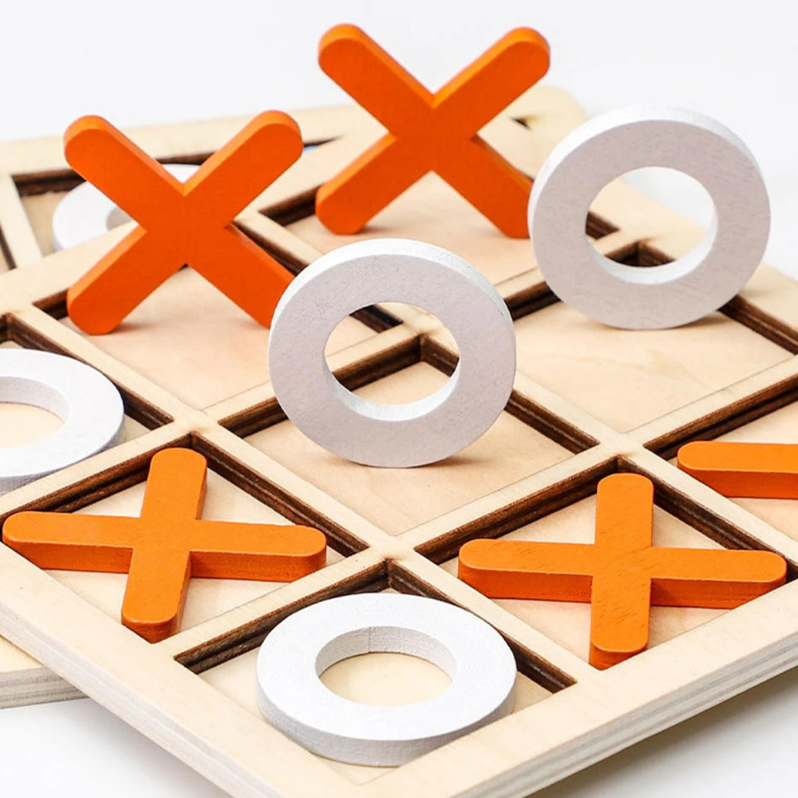 Wooden Tic Tac Toe Game Classical Kids Educational Puzzle Travel Board Toy Set