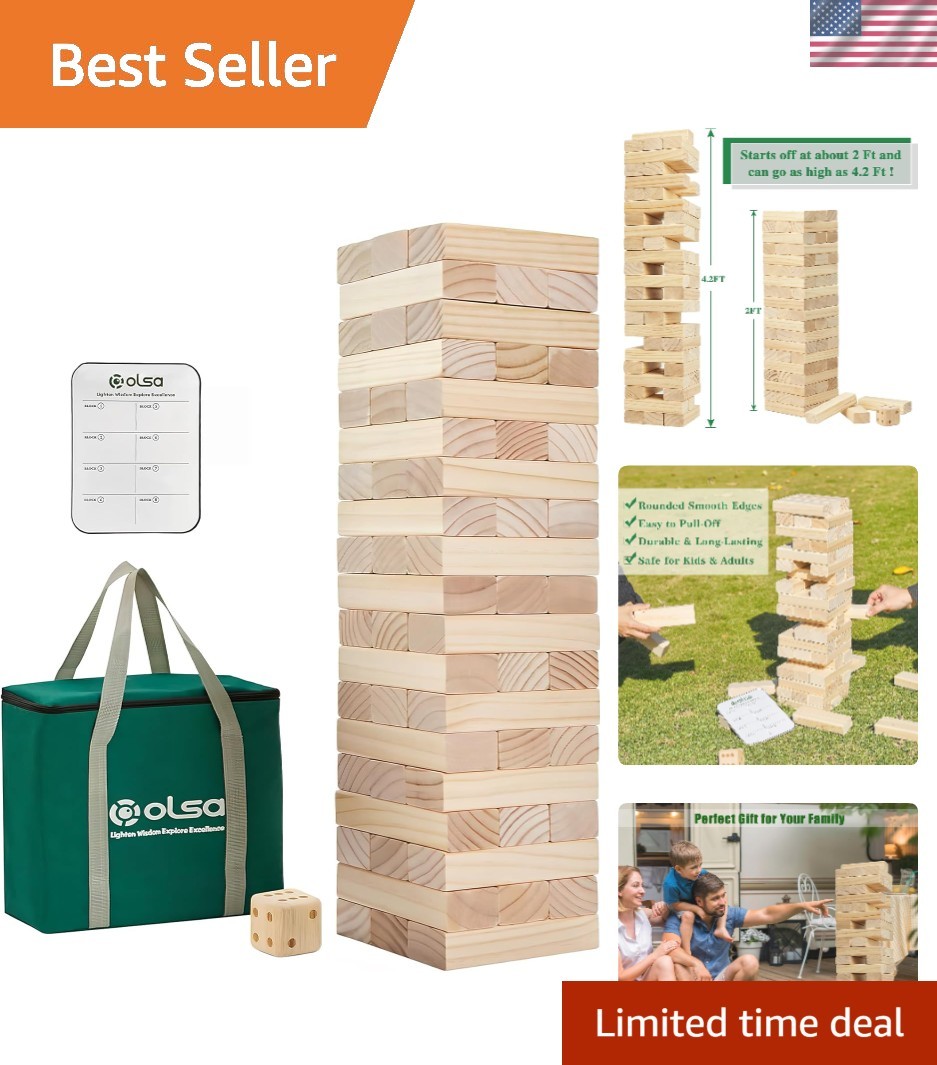 57PCS Giant Tumble Tower with Carrying Bag – Indoor & Outdoor Game for All Ages