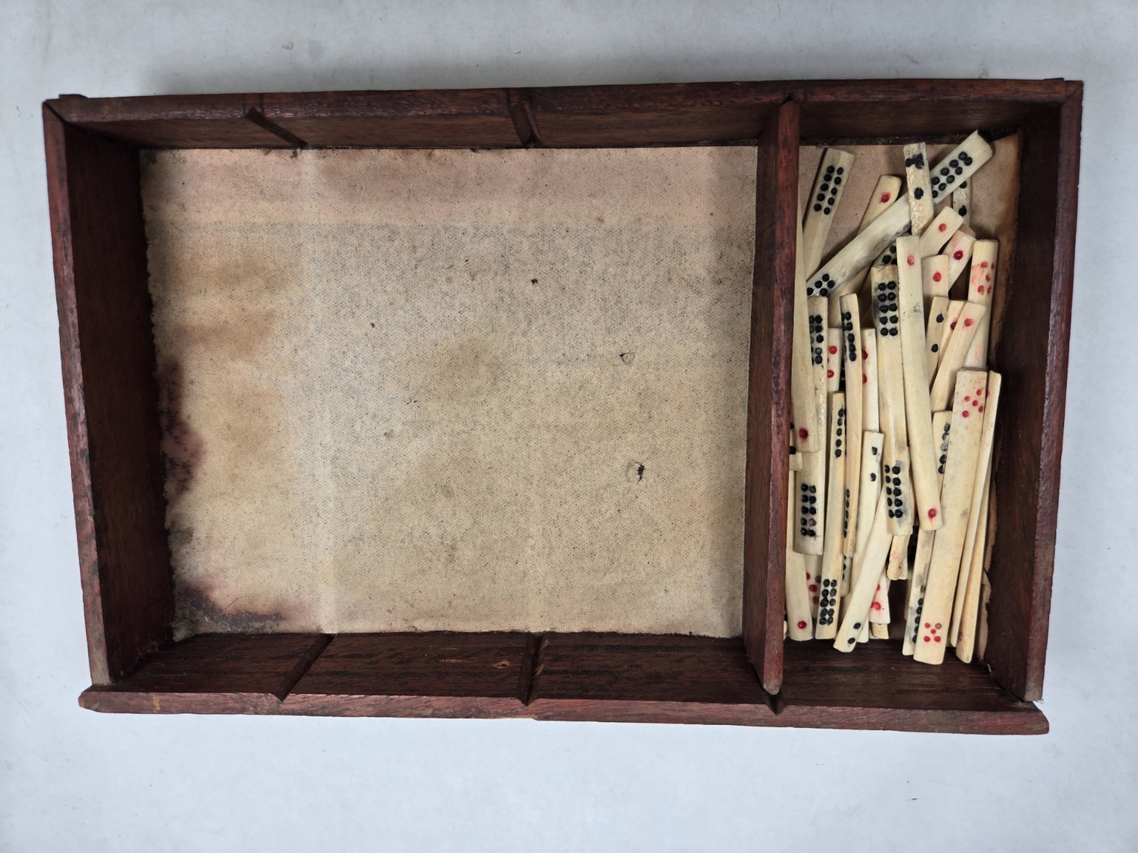 Mahjong Hand Carved Tiles in Original wood trays c.1920 Bamboo Bone 210 tiles +