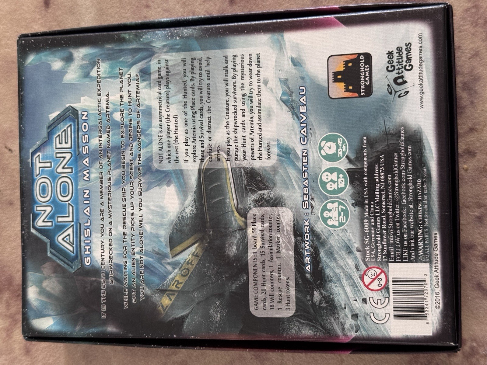 NOT ALONE Board Game – Complete in Box; Excellent – 2016 Geek Attitude Games