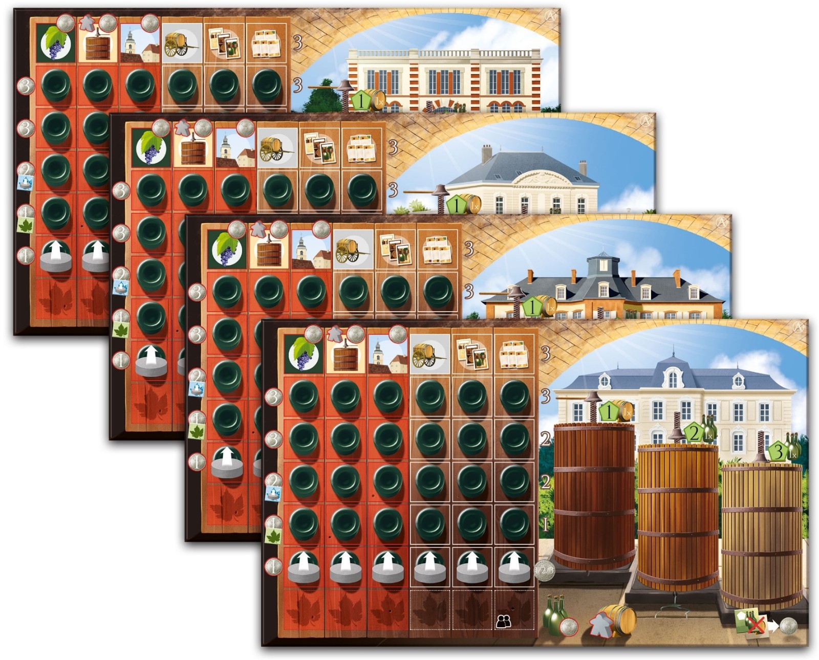 obo Dom Pierre .. Euro Worker Placement Champagne Production Board Game DENT