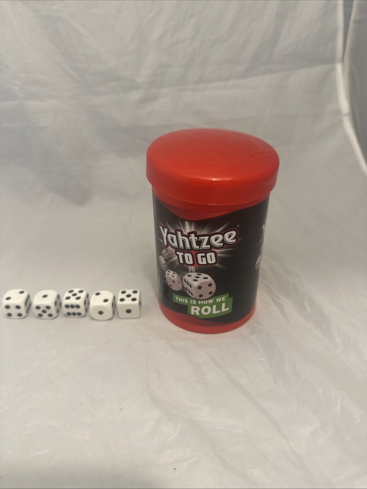 YAHTZEE TO GO TRAVEL GAME Container And 5 Dice – No Score Sheets Or Instructions