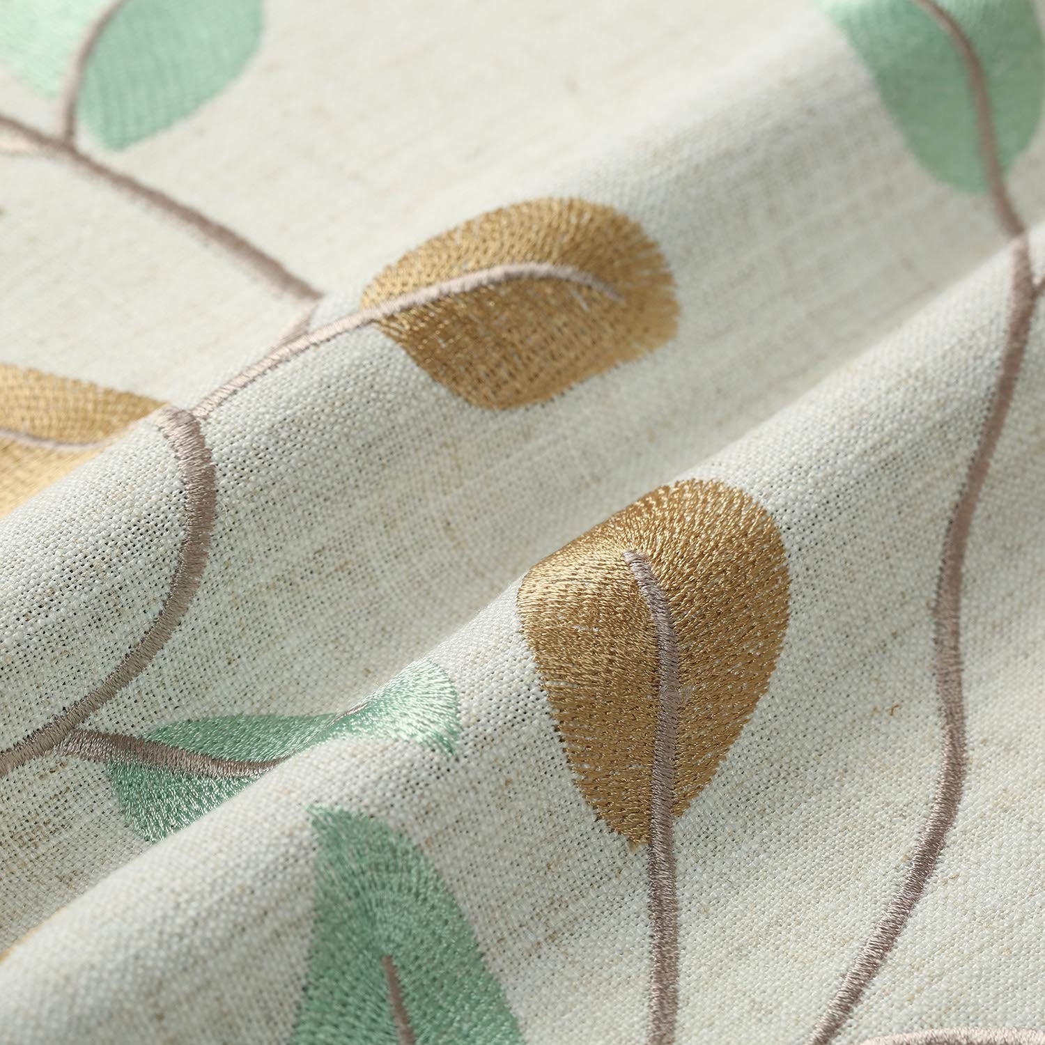VOGOL Linen Valances for Bathroom, Natural Leaf 52″W x 18″L (Pack of 1), W014