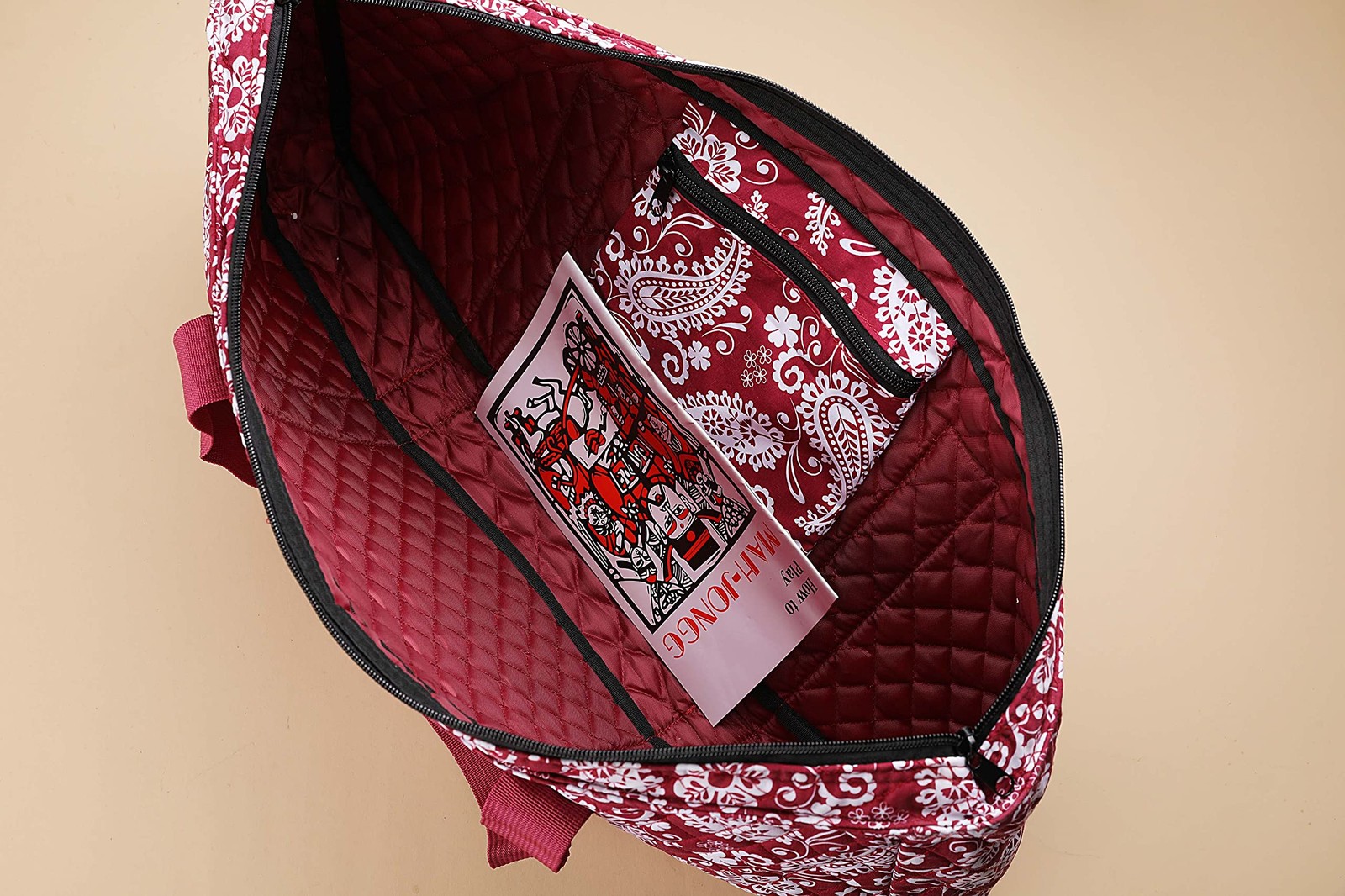 10 inches (W) x 21 (L) x 6 (H), American Mahjong With Red Paisley Bag