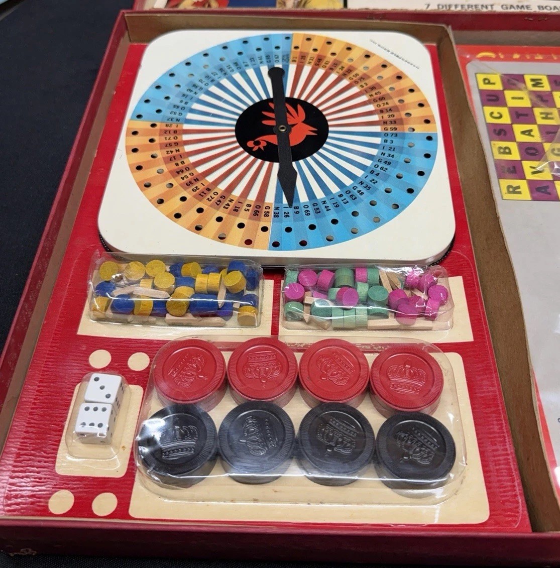 Vtg 1950s Hasbro Deluxe Game Chest 66 Games Complete Boards Unused