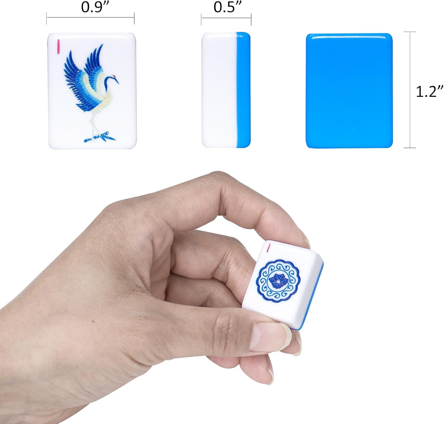 Light Blue American Mahjong Tile Set(1.2″), 160 Engraved Tiles with Mahjong Tile
