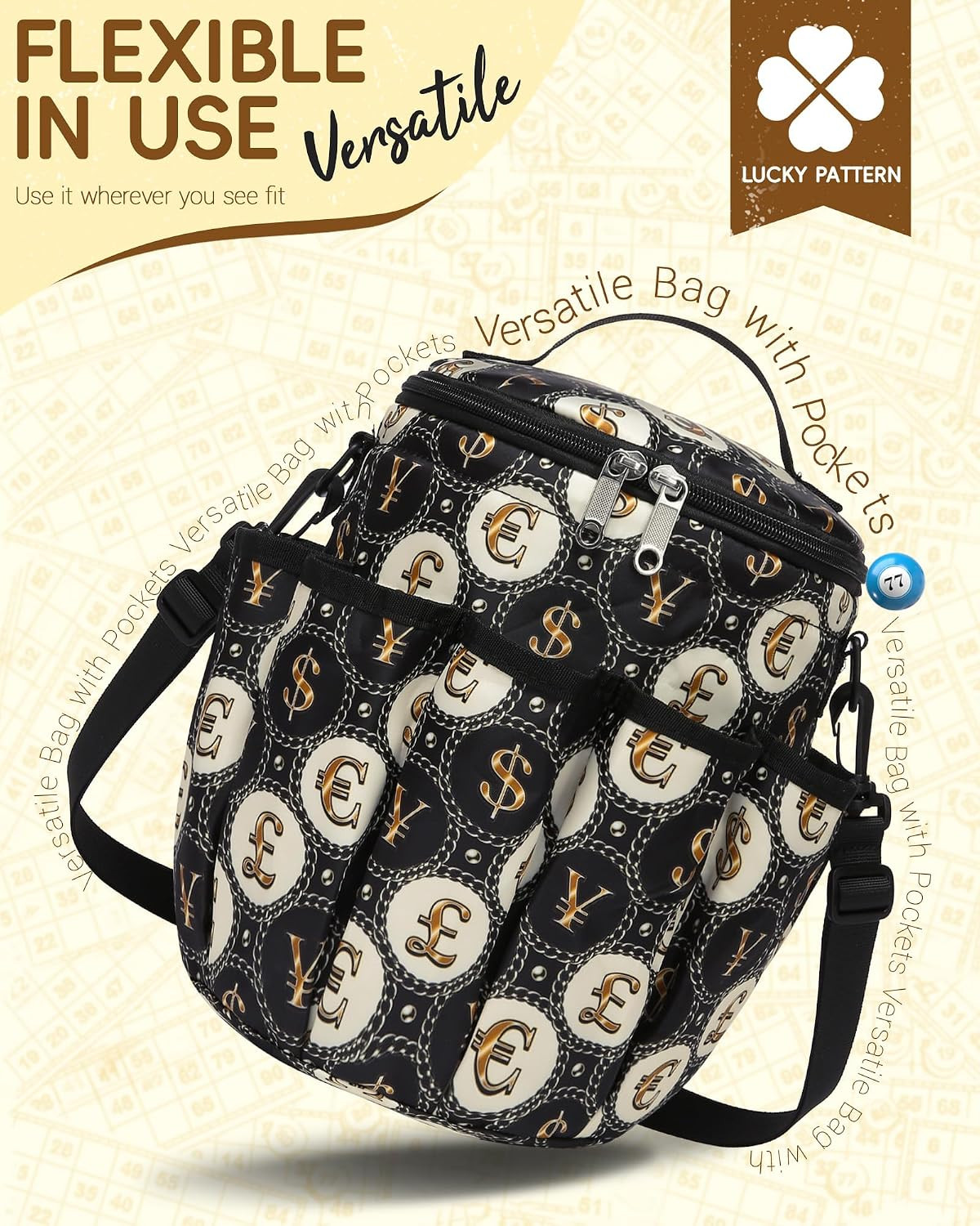 Bingo Bags with Pockets for Bingo Daubers Dabbers Dobbers Dotters Bingo Bag for