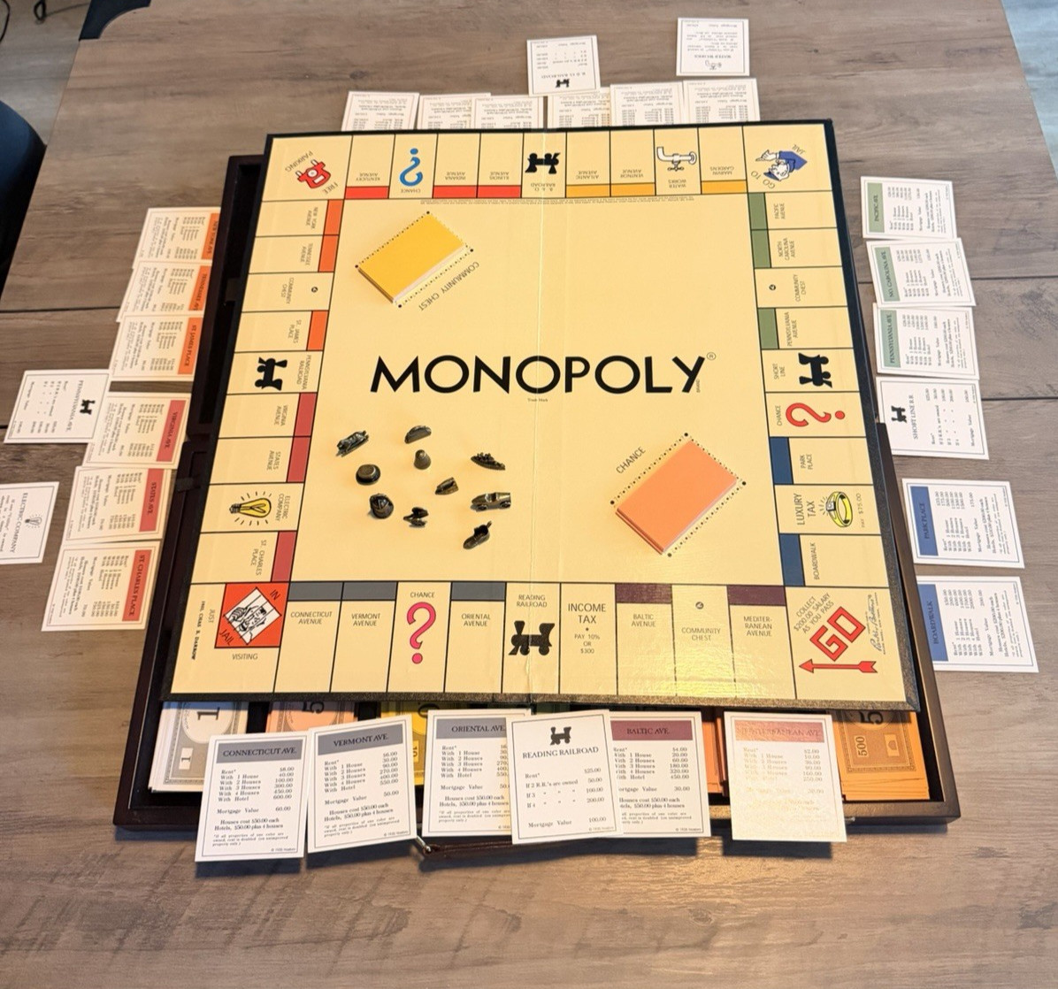 Monopoly Deluxe First Edition 1935 Reproduction 2005 Wooden Case Complete PB