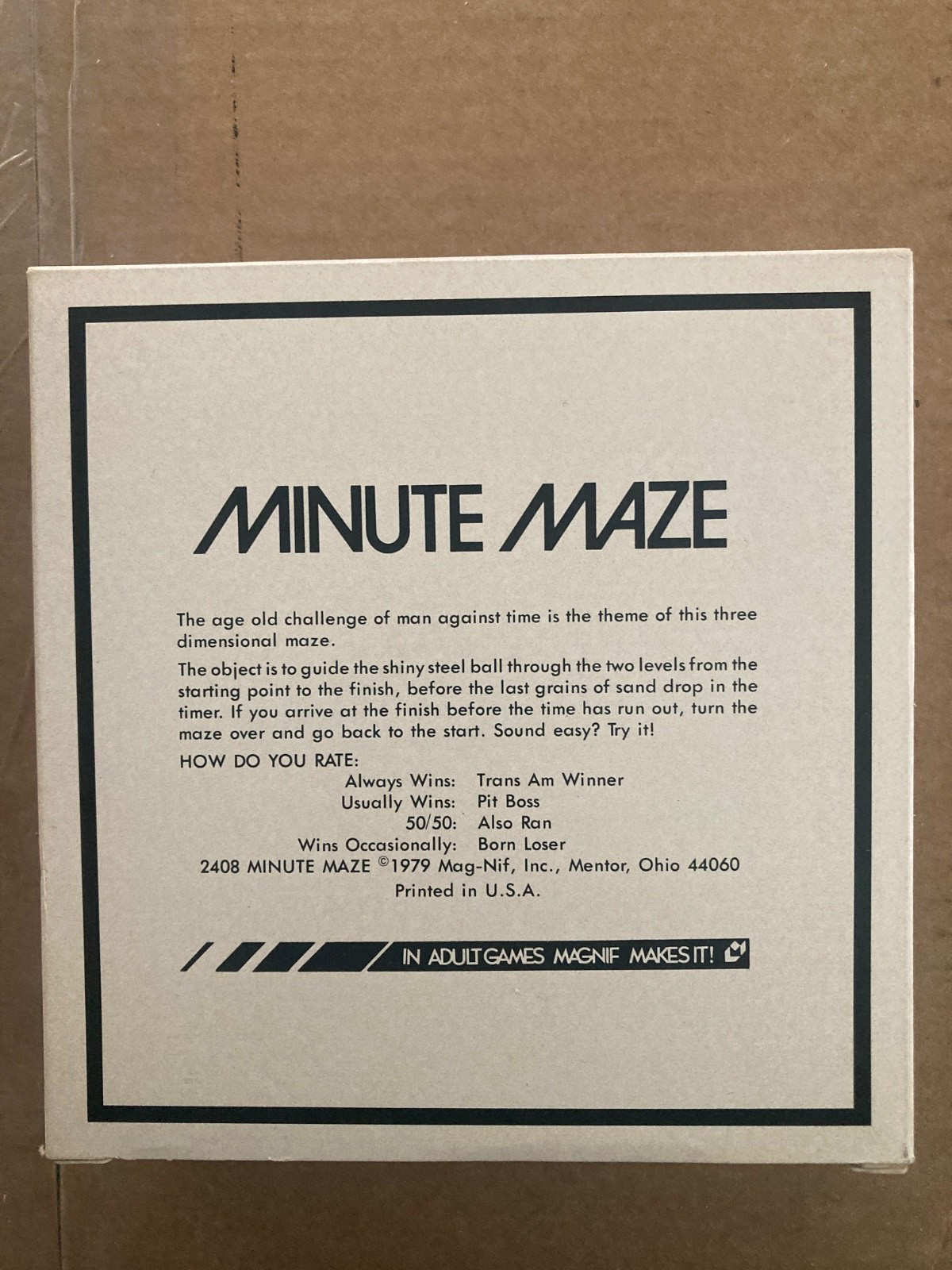 Vtg Mag-Nif: Minute Maze Brain Teaser With Marble Used w Box & Built in Timer