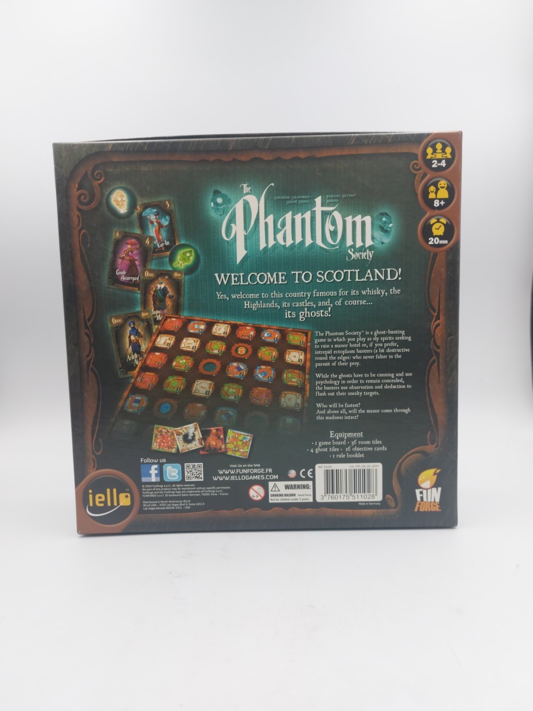 The Phantom Society Board Game(2017) Iello & Fun Forge Complete Used