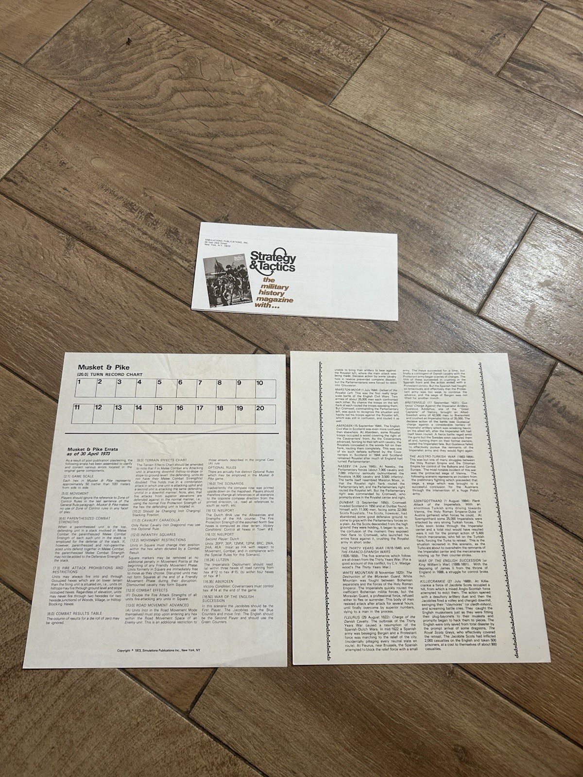 SPI Musket & Pike Tactical Combat 1550-1680 Historical Board Game 1977