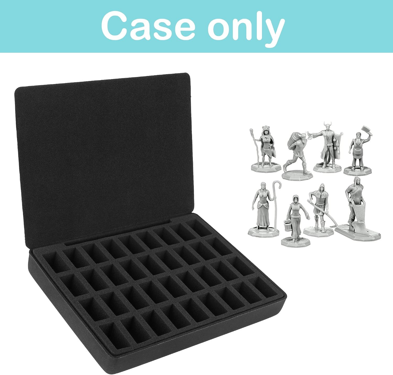 Hard EVA Minature Figure Box – 36 Slot Figurine Carrying Case,Pre-Grooved Foam L