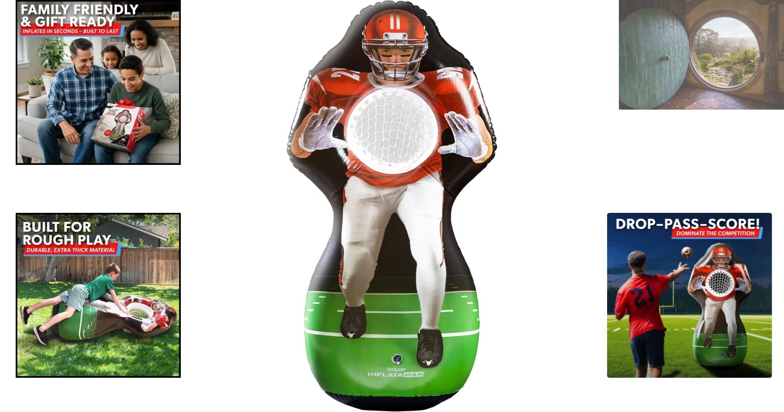 Inflataman Football Challenge: Inflatable Touchdown Toss Game for 1-4 Players