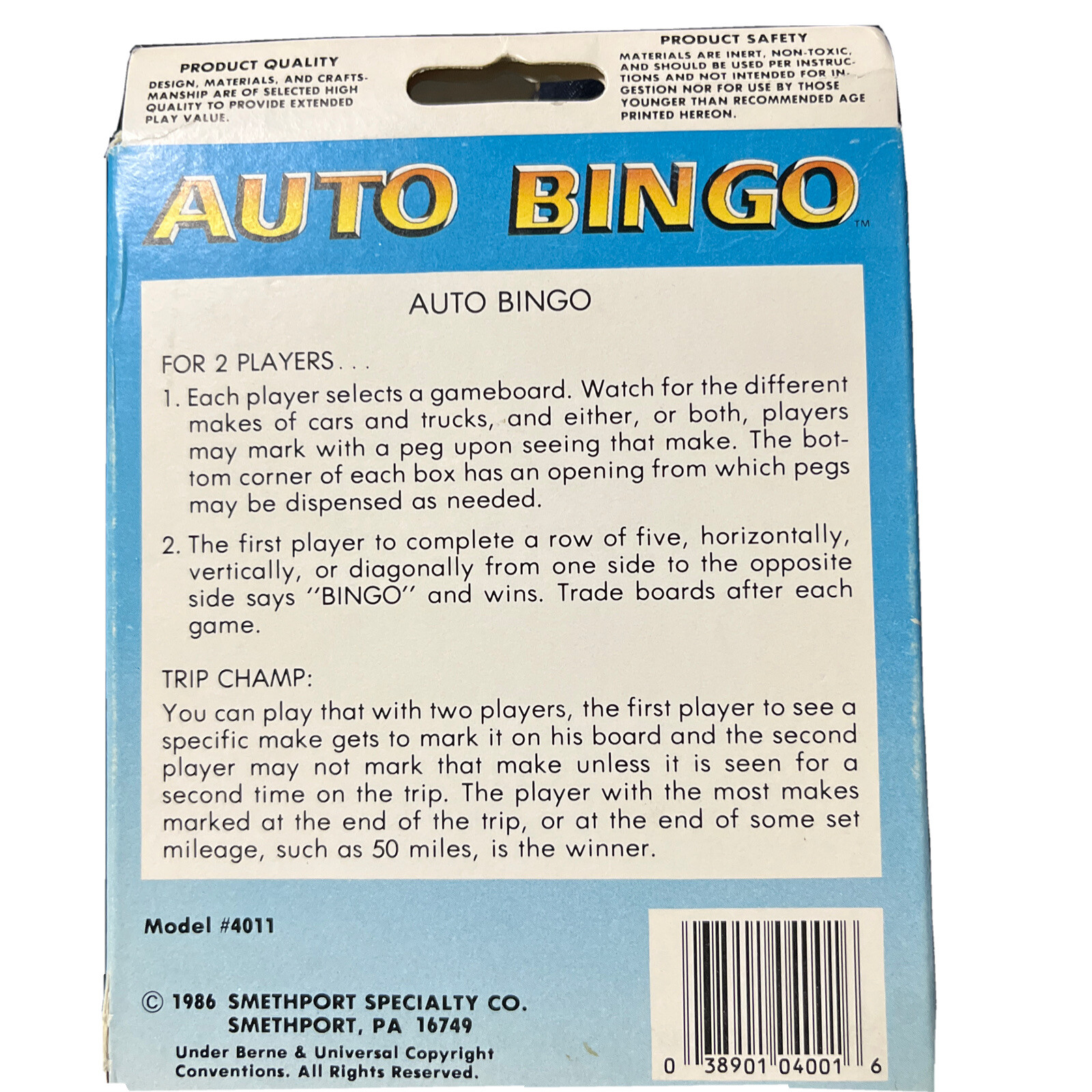 Take Along Auto Bingo