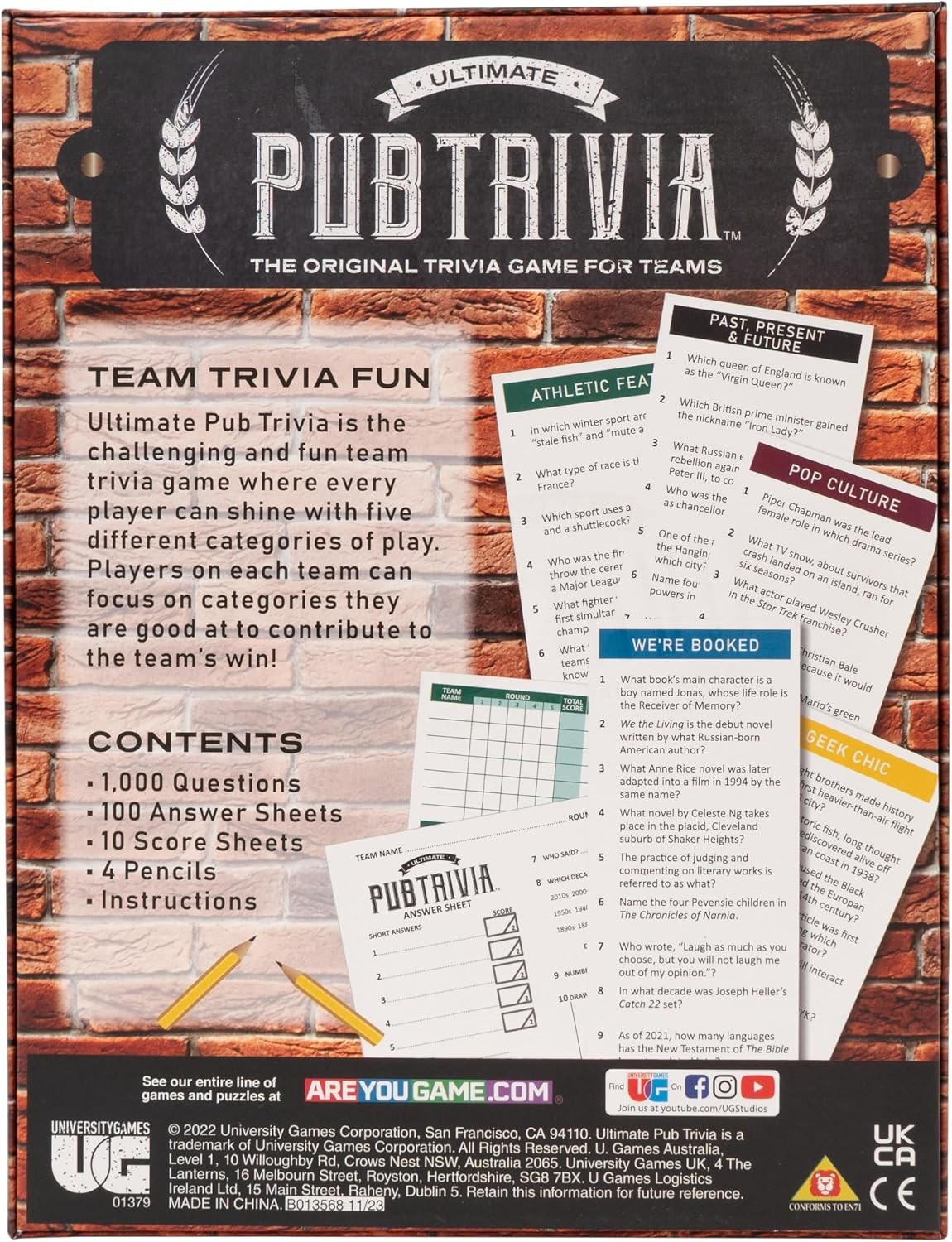 Ultimate Pub Trivia Team Game 4 or More Loving Players Ages 12 and Up
