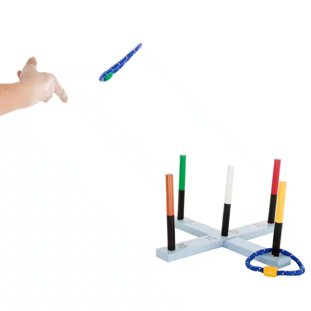 Ring Toss Game 5 Rope Rings Pinewood Make outdoor Yard Unisex Game Set 16.25 In.