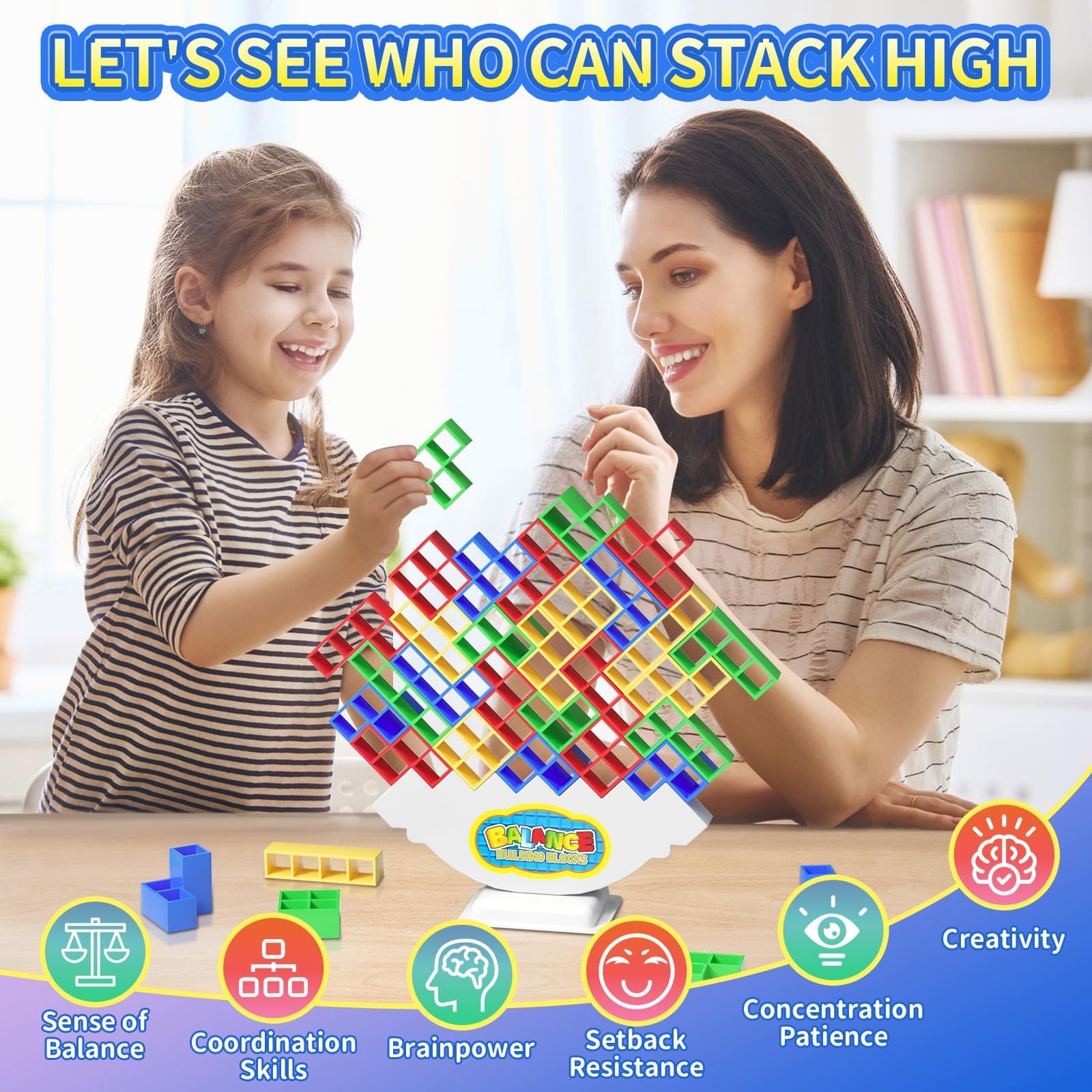 48 Pcs Game Gifts, Balance Stacking Blocks Game，Perfect for Family, Parties, …