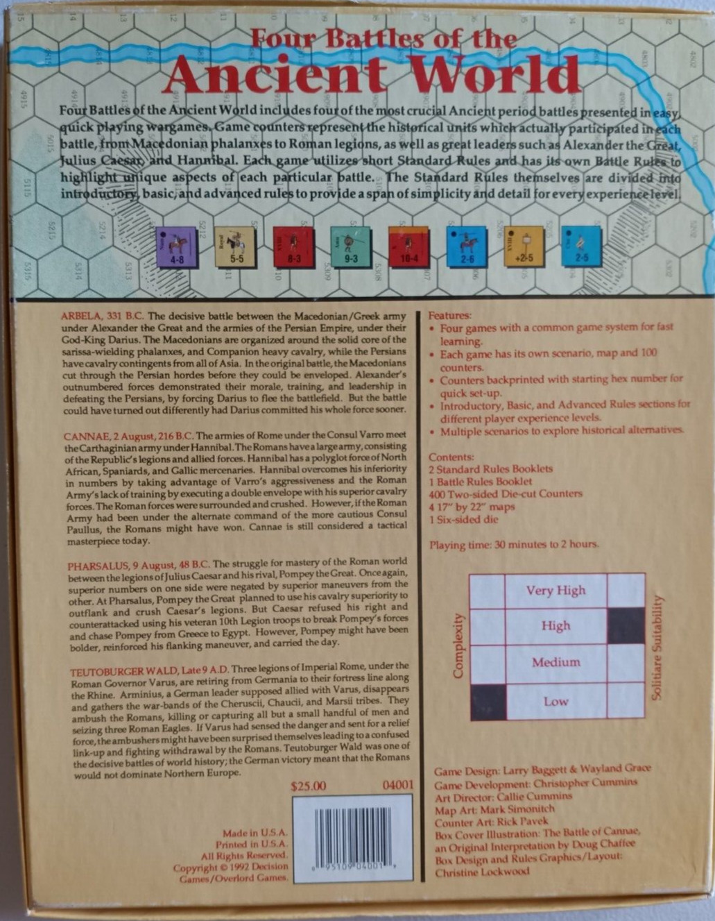Four Battles of the Ancient World – Decision Games wargame – VG – COMPLETE