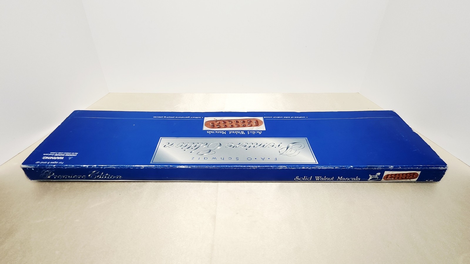 Vtg FAO Schwarz Cardinal MANCALA Premiere Edition Solid Walnut Wood & Gemstones