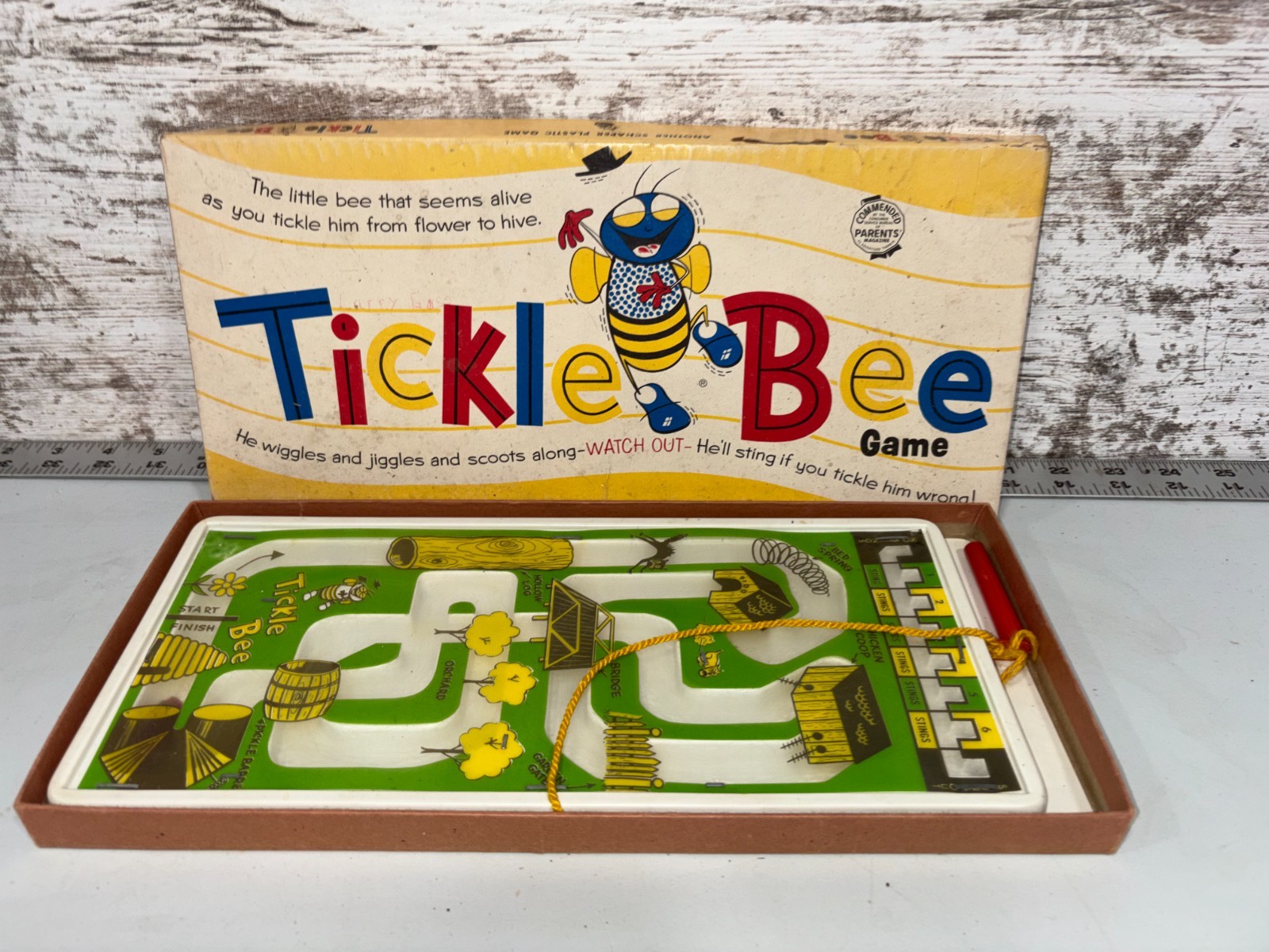 Vintage 1956 Schaper Toys Tickle Bee Magnetic Maze Game Complete Board Game