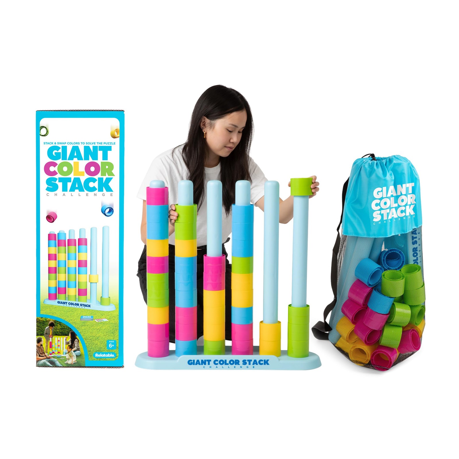 Giant Color Stack Challenge by Relatable – Strategy Stacking Game with 50 Puzzle