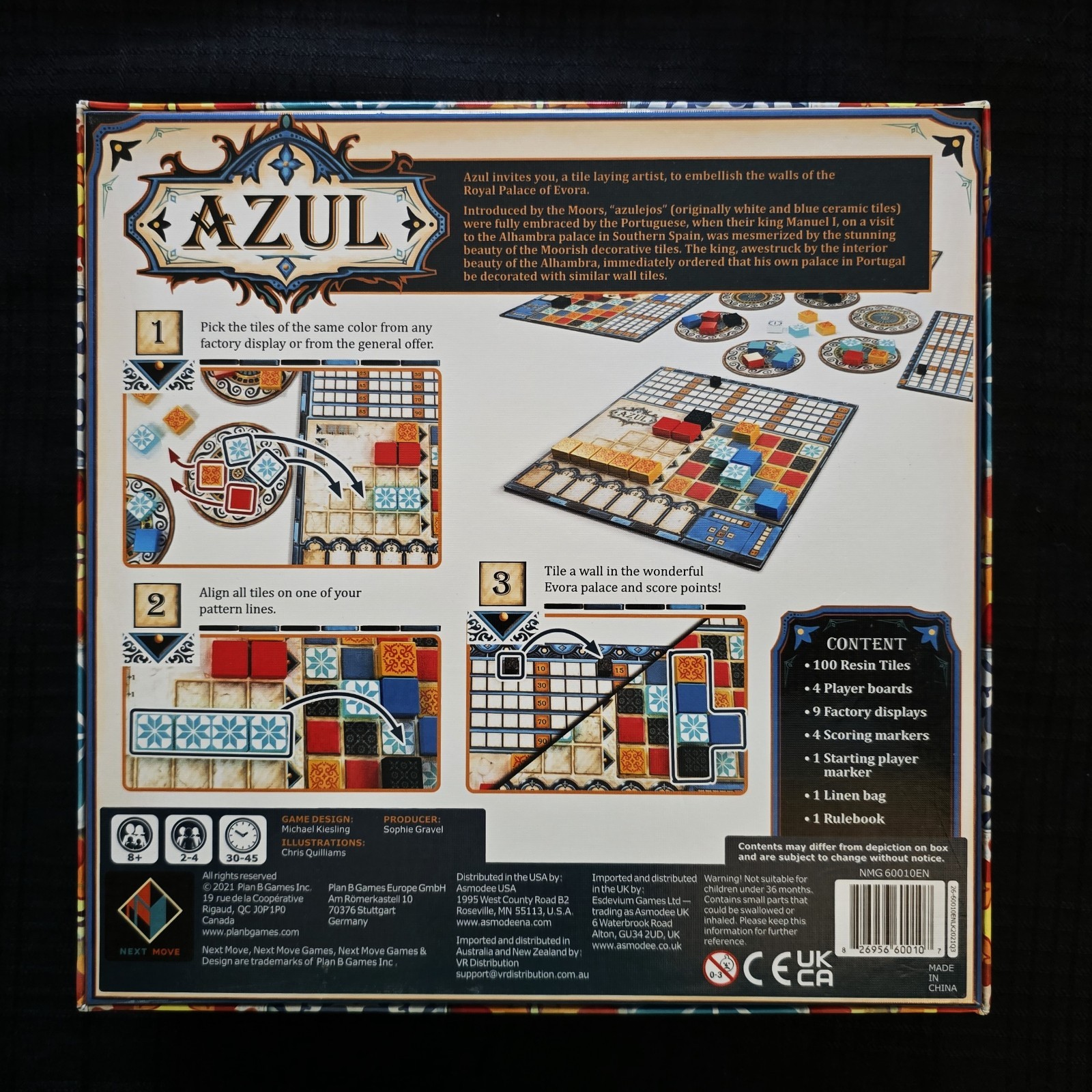 “AZUL” STRATEGY BOARD GAME – NEXT MOVE/PLAN B GAMES – UNPUNCHED, COMPLETE