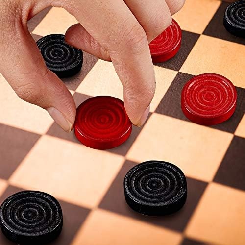 Sumind 48 Pcs Wooden Checkers Pieces 1.06 Inch Checker Pieces in Drawstring Stor