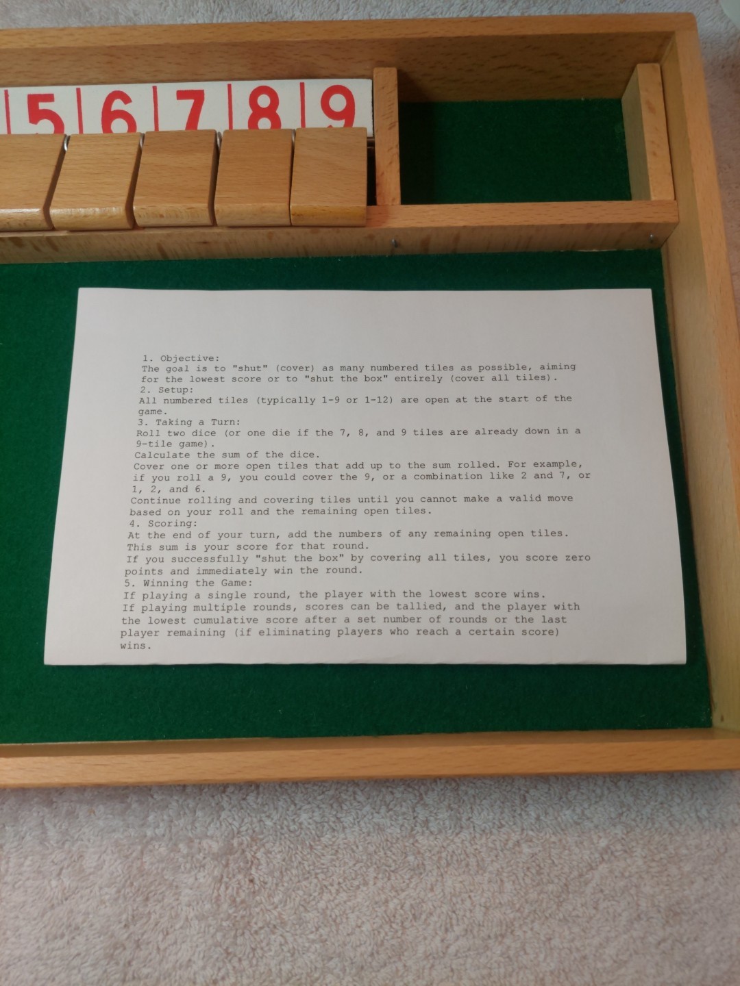 Vintage Brio of Sweden Trick-Track Dice Board Game Shut The Box Original *READ*