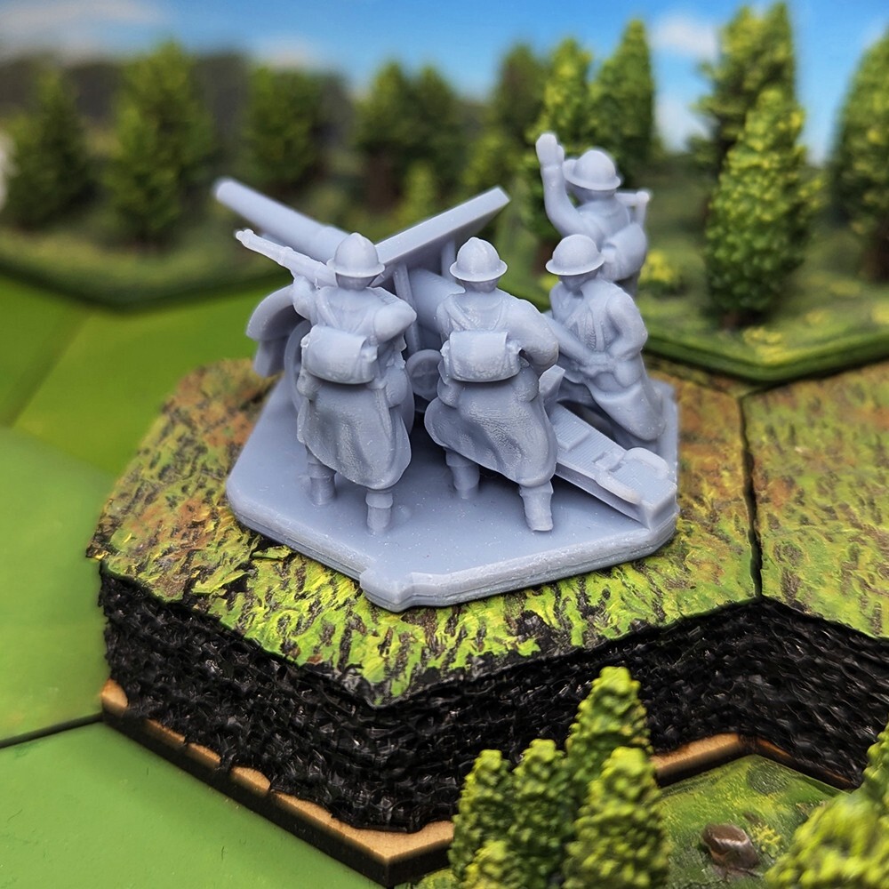 WW2 French Canon de 105 mle 1913 Schneider Gun & Crew Artillery | 15mm, 1/72