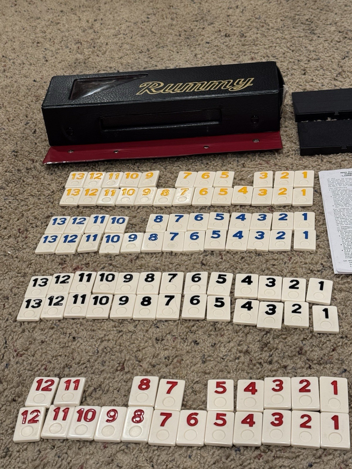 Rummy Rummikub Tile Game Set With Carry Case; USED: Missing 6 Tiles