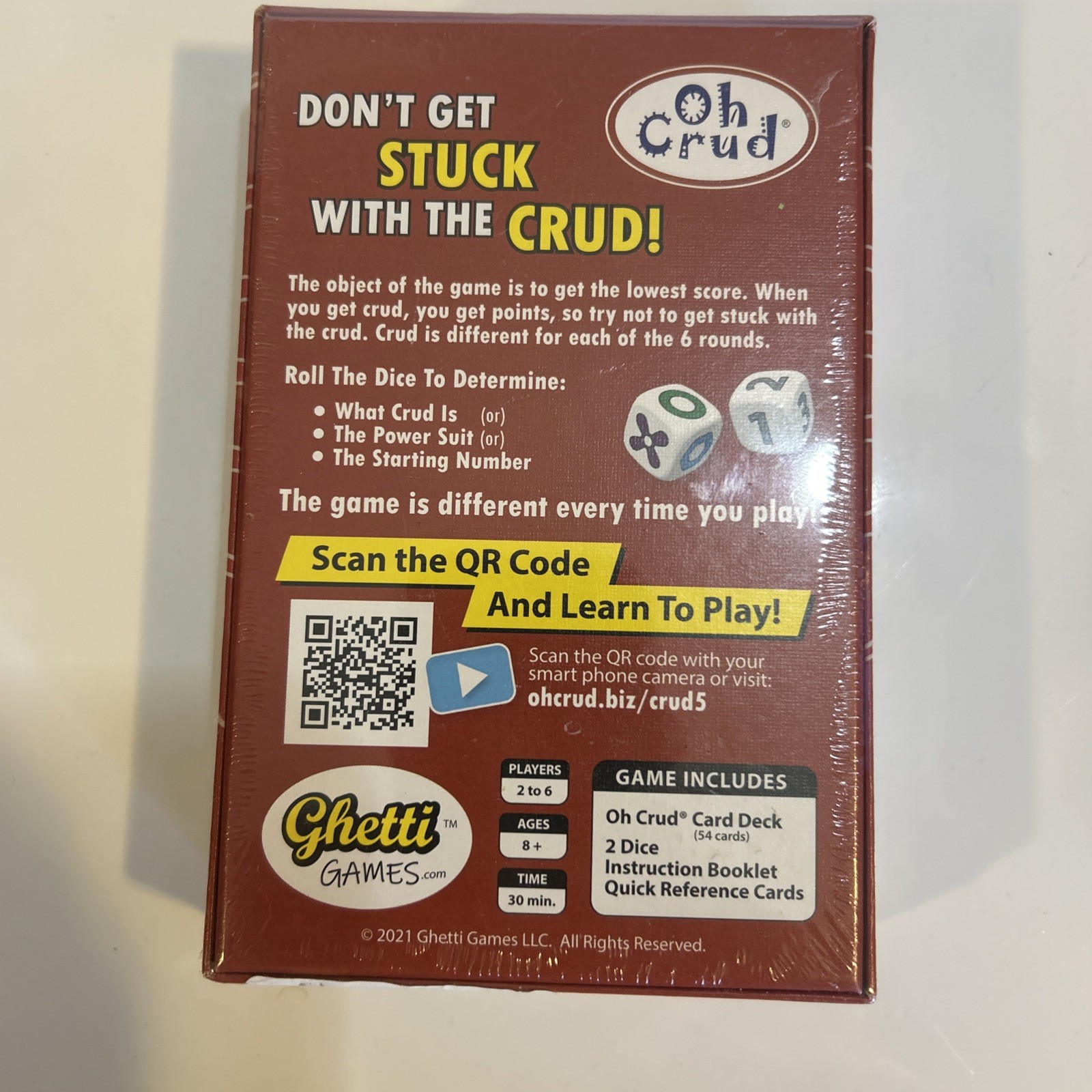 Oh Crud Card & Dice Game for 2 to 6 Players Strategy Card Game Fun