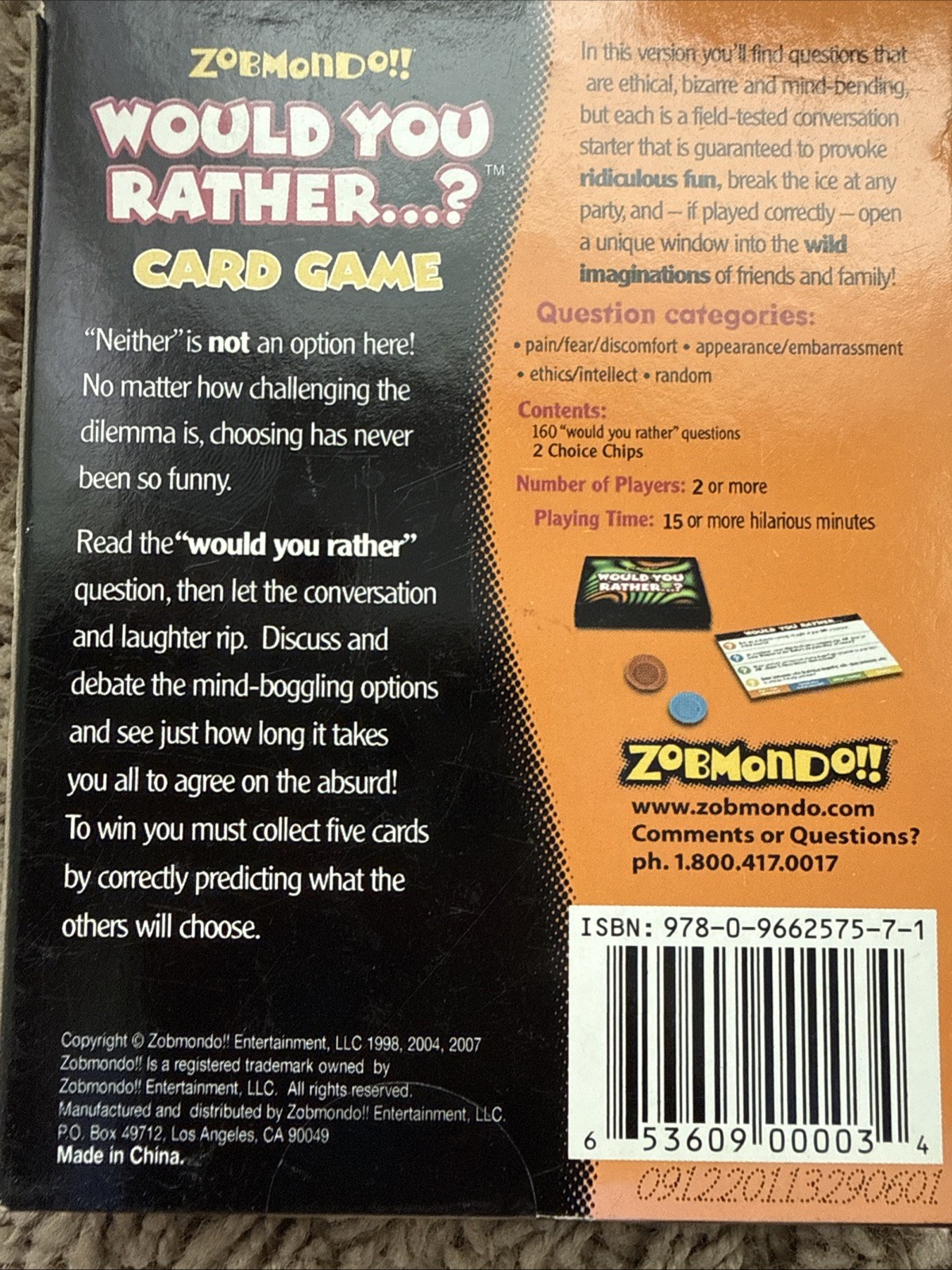 Would You Rather….? Card Game by Zobmondo!! Adults and Teens Edition Complete