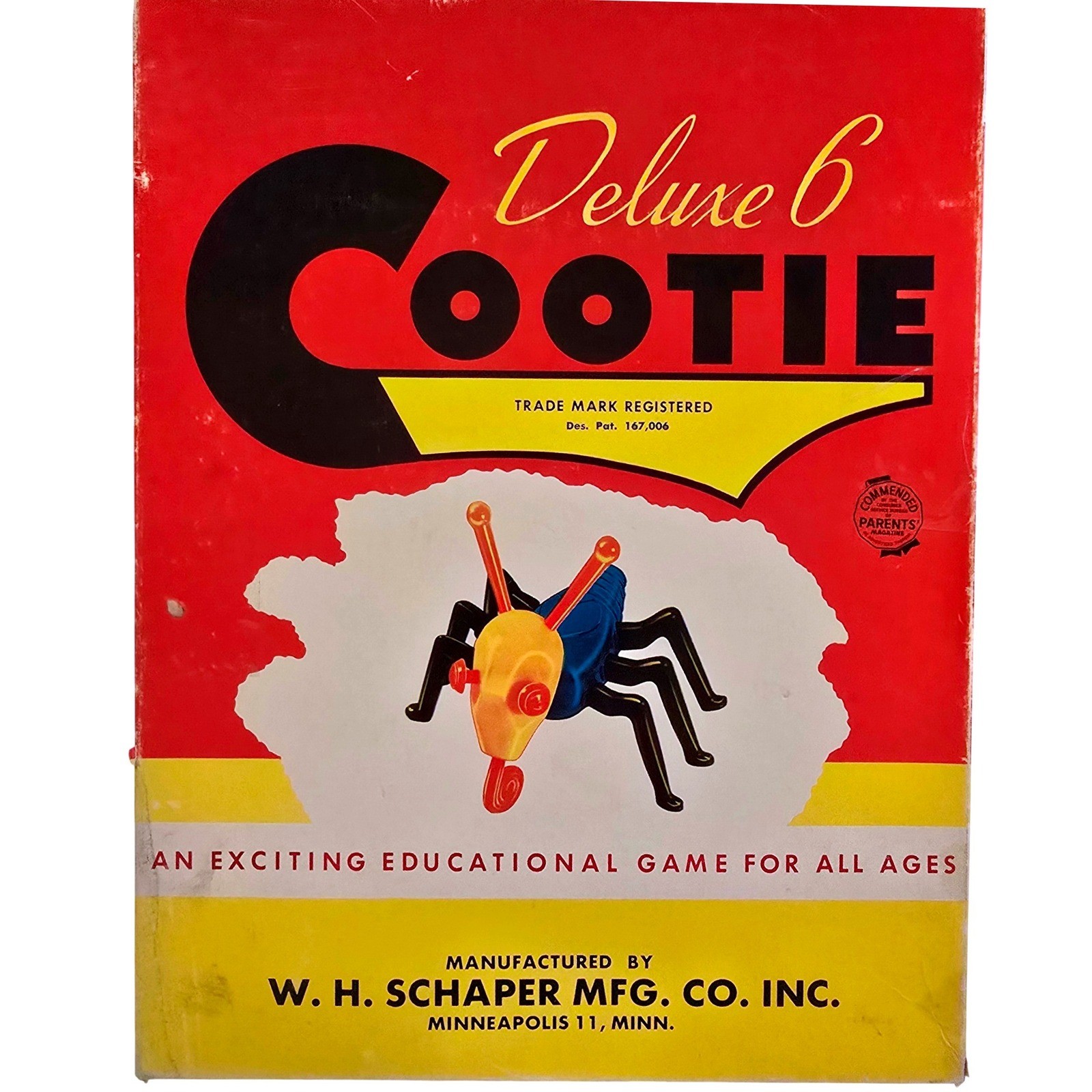 VTG 1950s Schaper Deluxe 6 Cootie Game Parts Lot 59pc Order Slip Incomplete