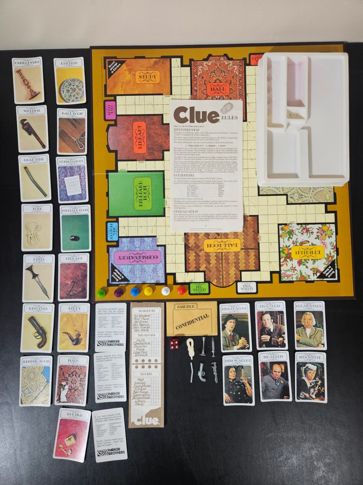 Vintage 1972 Clue Detective Board Game Complete Parker Brothers No. 45