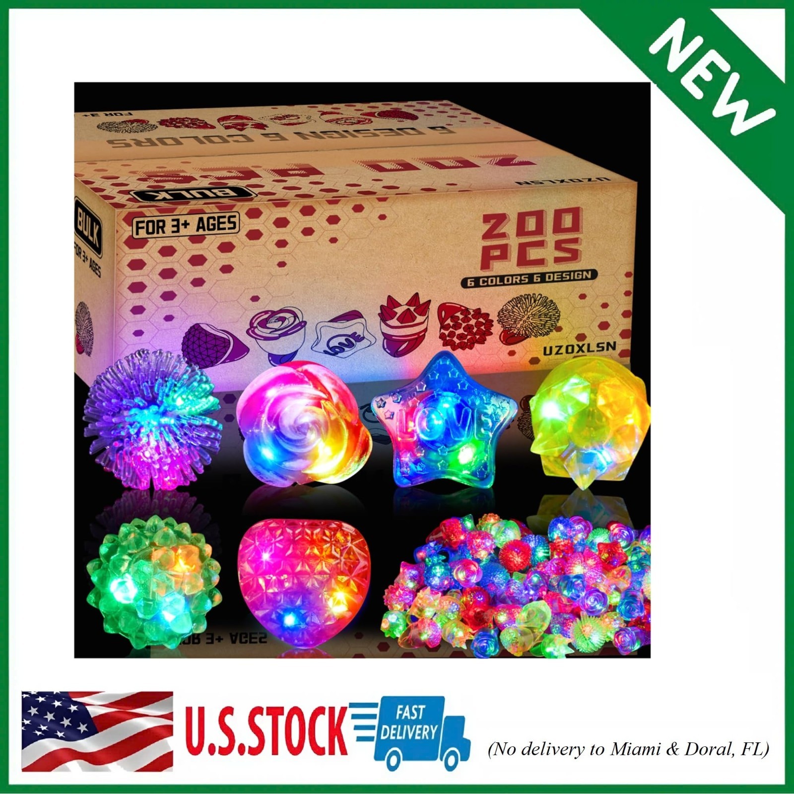 Glow Rings Multicolor Pack of 200 Led Bulk Party Supplies6 Light Kids Adults