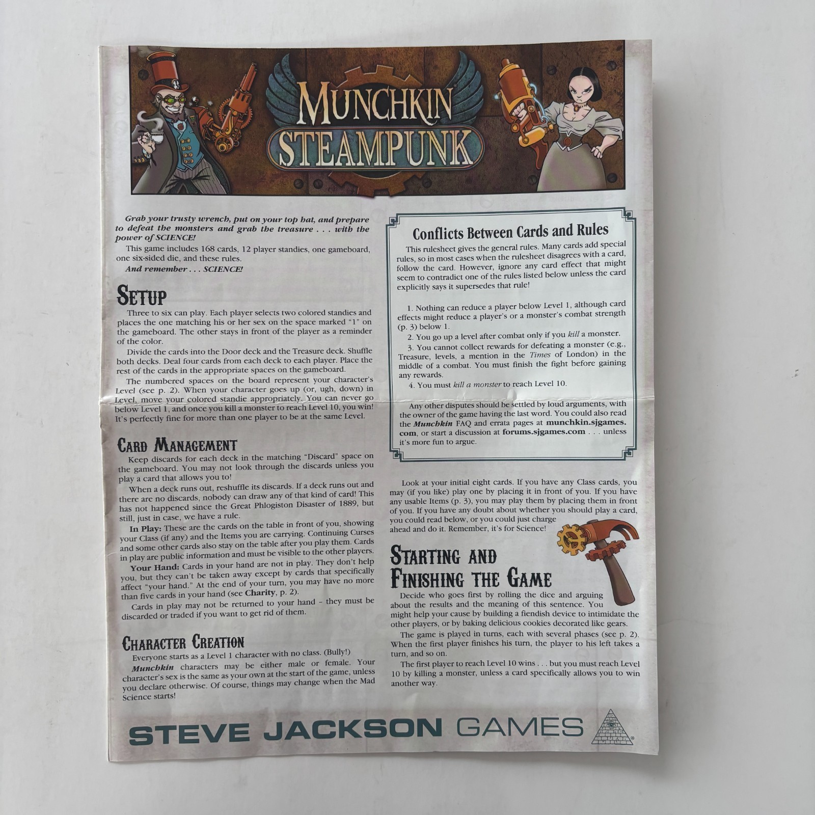 Munchkin Steampunk Deluxe – Board Card Game – Steve Jackson (some missing parts)