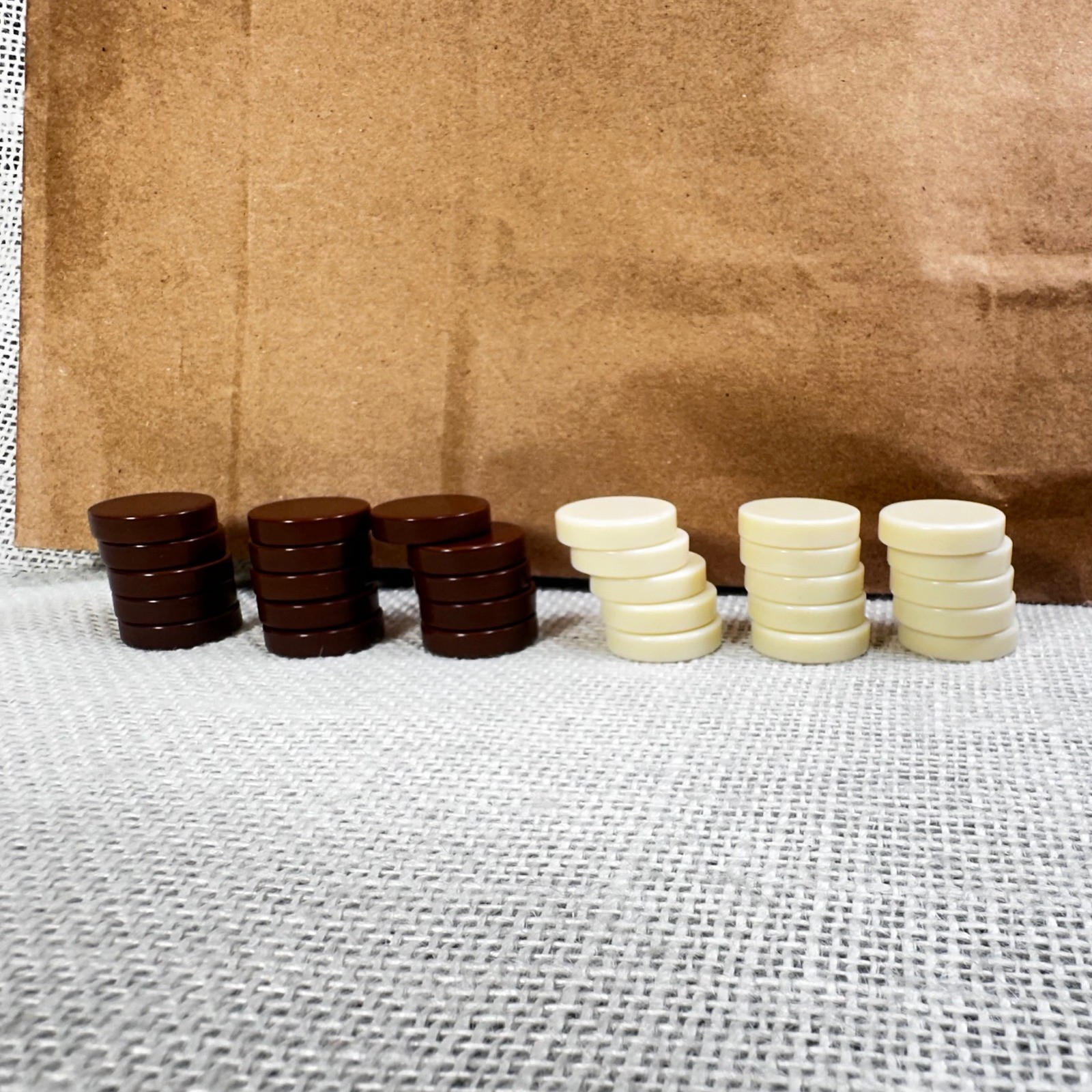 Vintage Backgammon Checkers Replacement Lot 30 Brown Ivory Playing Pieces 15/15