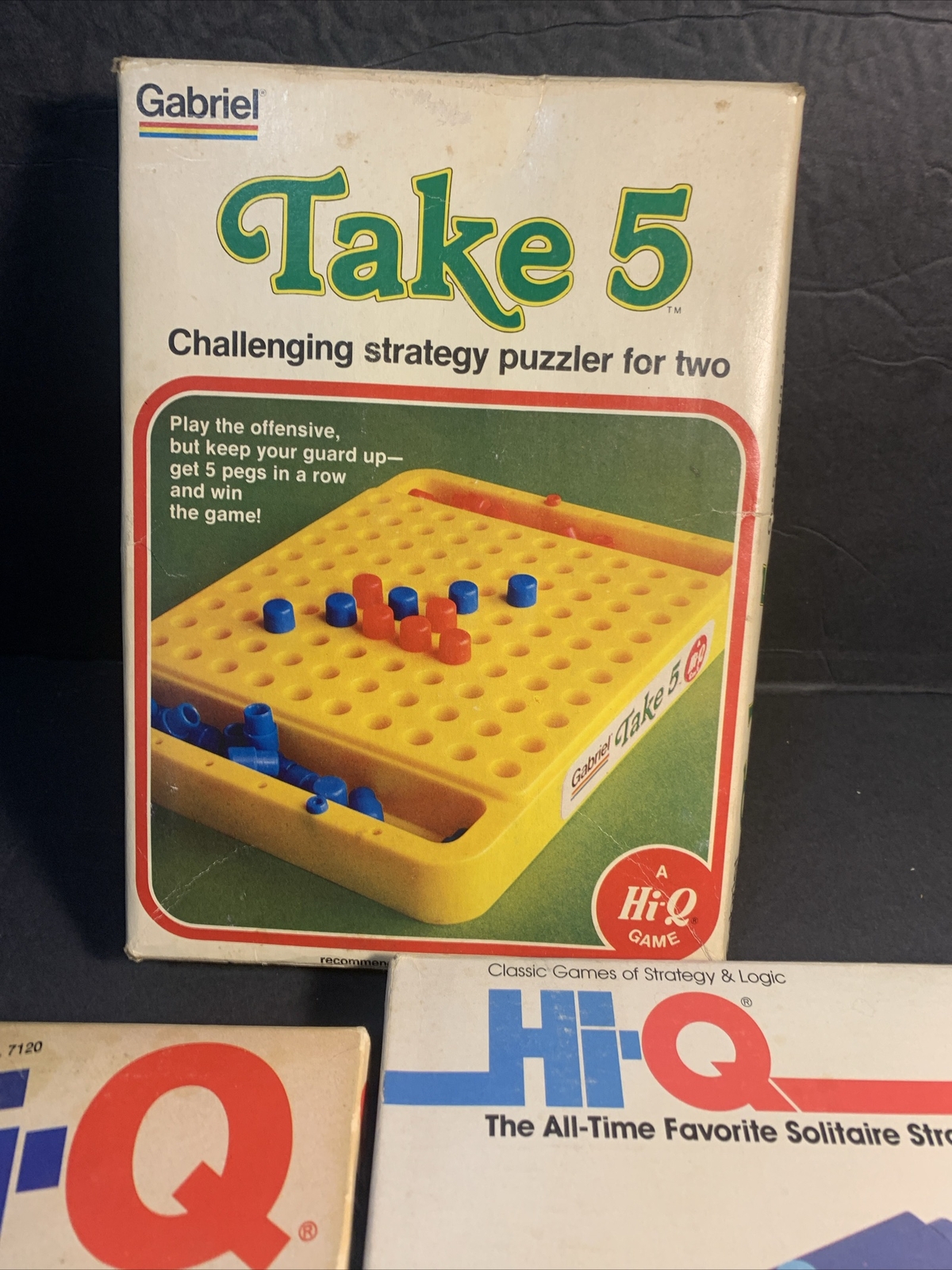 Lot of 3 Vintage Take 5 Gabriel / Ideal Hi-Q Games Take 5 Solitaire Peg Jump