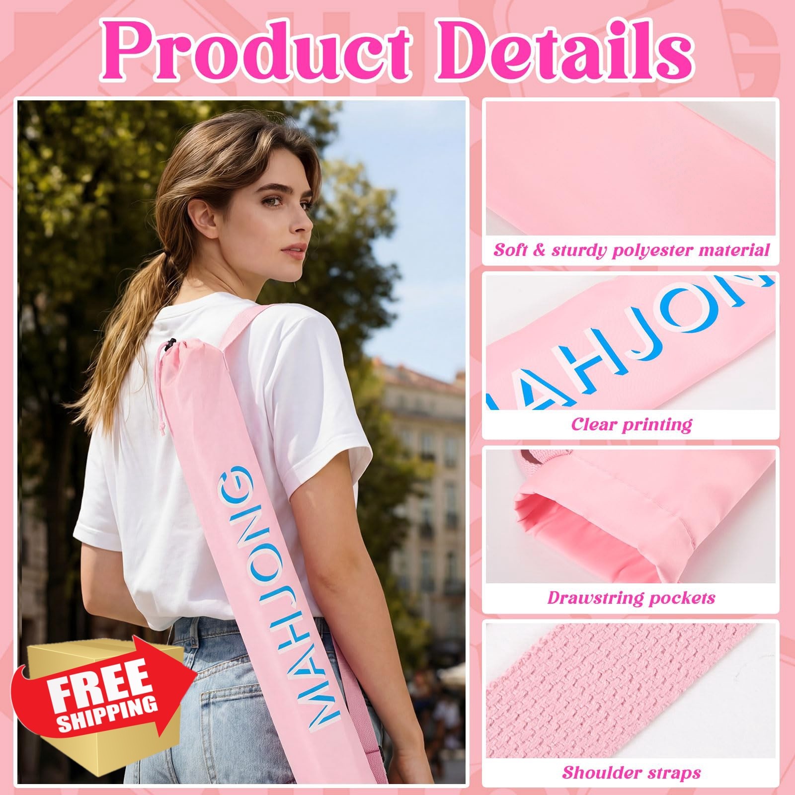 Sunnymove Mahjong Mat Bag Pink