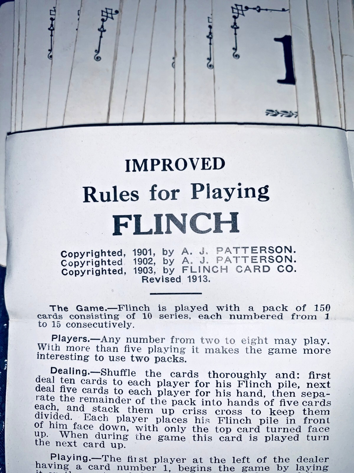 Vintage 1913 Flinch Card Game ~The Acme Of Parlor Games with Original Box