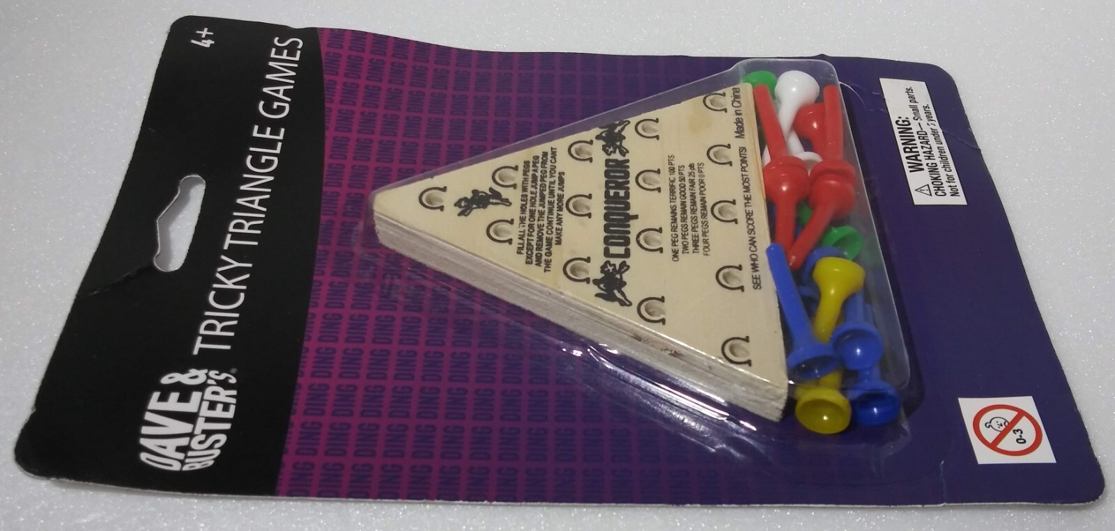 New Dave & Buster’s Tricky Triangle Wooden Peg Game Brain Teaser Ages 4 & Up